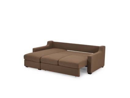 Диван Фиеста Мебель Непал с оттоманкой велюр Vivaldi 23 коричневый Длина 221 см