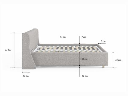 Кровать Сонум Barcelona Рогожка Деним (с подъемным механизмом) 140х190