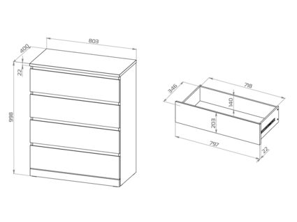 Комод Гуд Лакк Варма 4 ясень черный