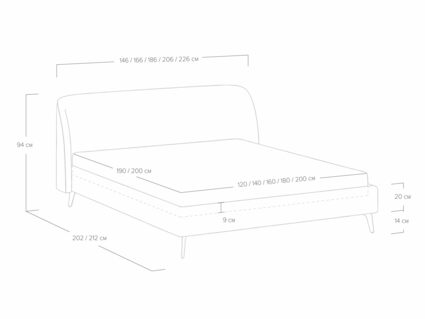 Кровать Сонум Rosa Кашемир Серый 200х190
