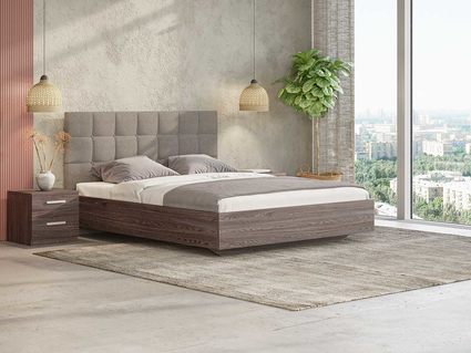 Кровать Сонум Luiza Ясень Анкор + Рогожка Песочная 140х200