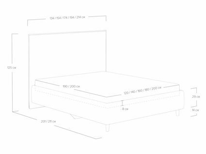 Кровать Сонум Eveline Рогожка Графит (с подъемным механизмом) 120х190