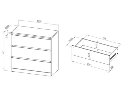 Комод Гуд Лакк Варма 3 белый 40х80