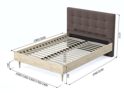 Кровать Арско Альмена Сосна/Велюр Grace 06 140х200