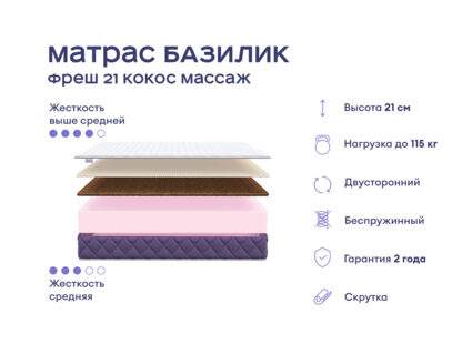 Кровать Димакс Риос с п/м + матрас Базилик Фреш 21 Кокос Массаж 1425