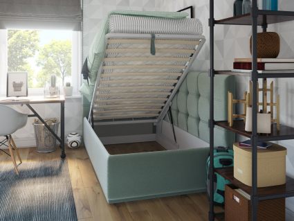 Кровать Nuvola Sabina угловая Velutto 22 (с подъемным механизмом) 140х200